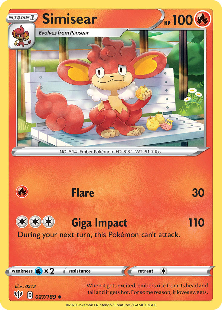 Simisear 27 Darkness Ablaze Pokefol io Current Historical Prices