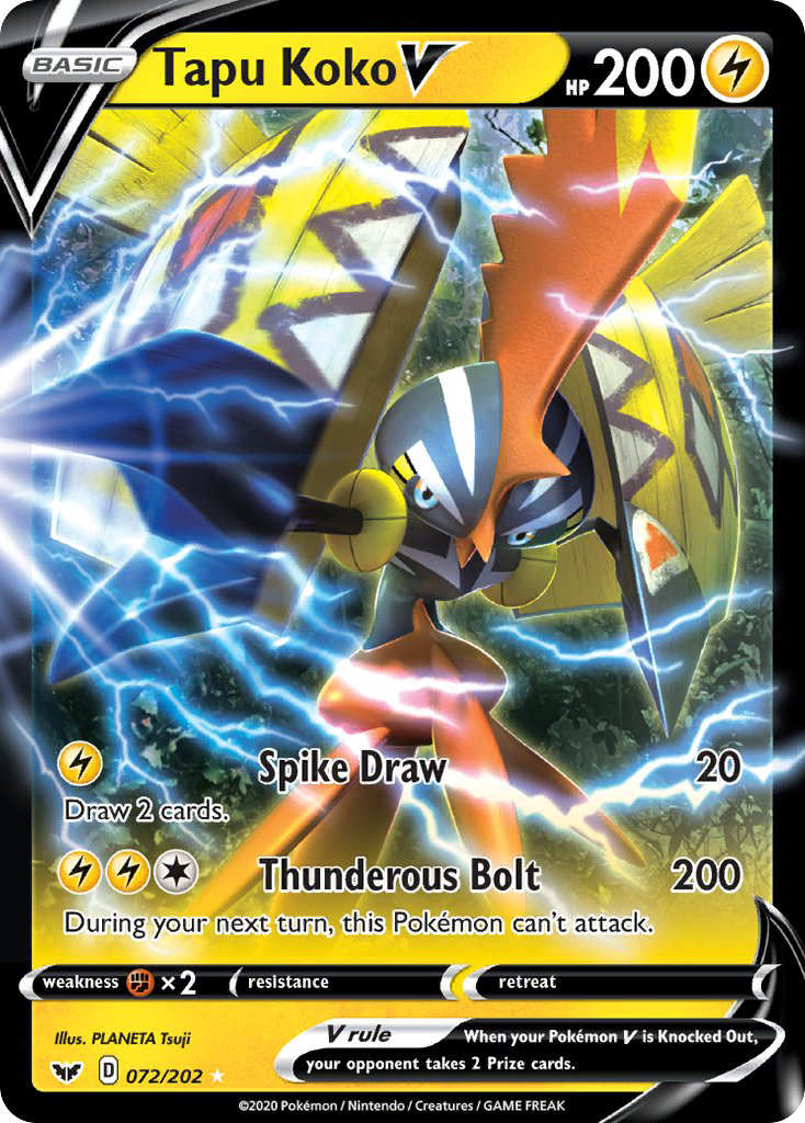 Tapu Koko V #72 Sword & Shield - Pokefol.io - Current & Historical